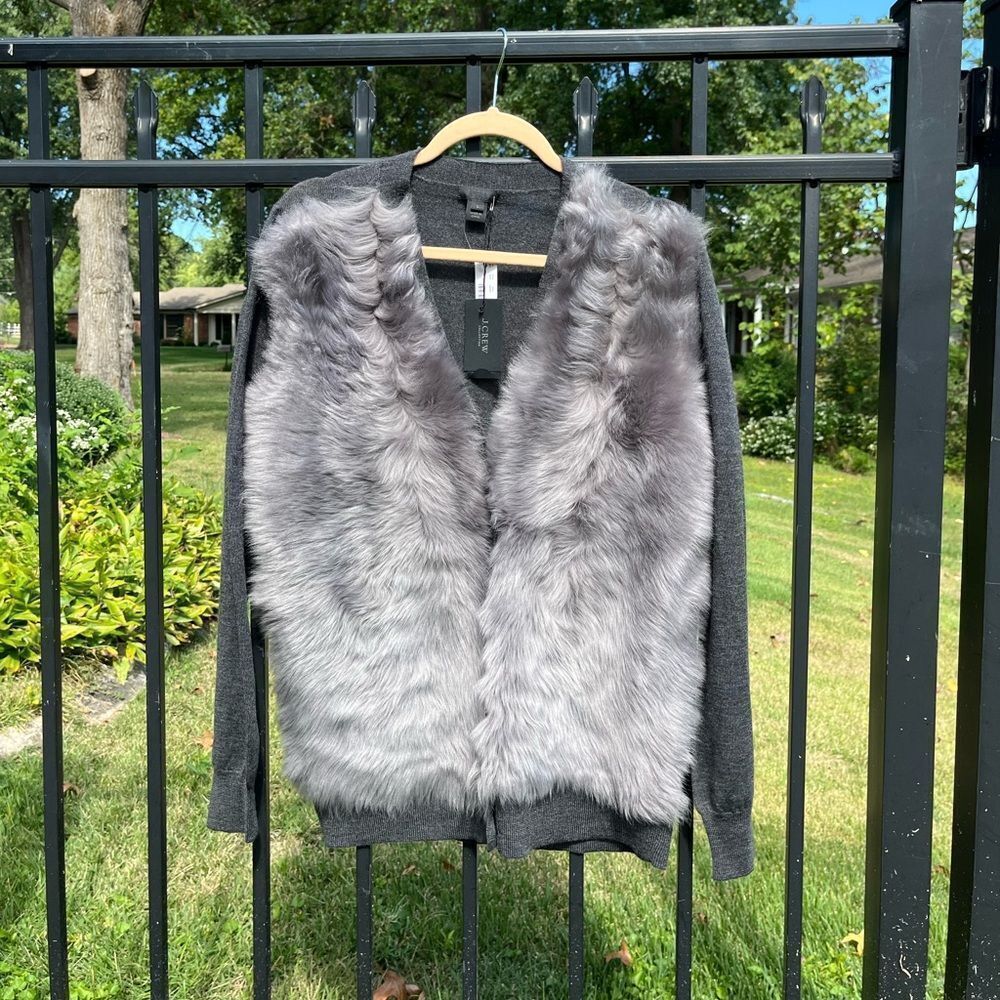 J Crew Collection Shearling Cardigan NWT
